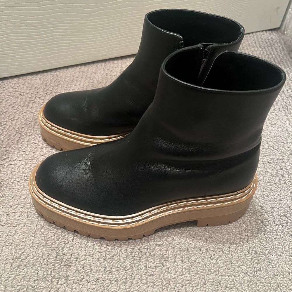 Proenza Schouler Black Lug Sole Boots, Size 38.5, Like New